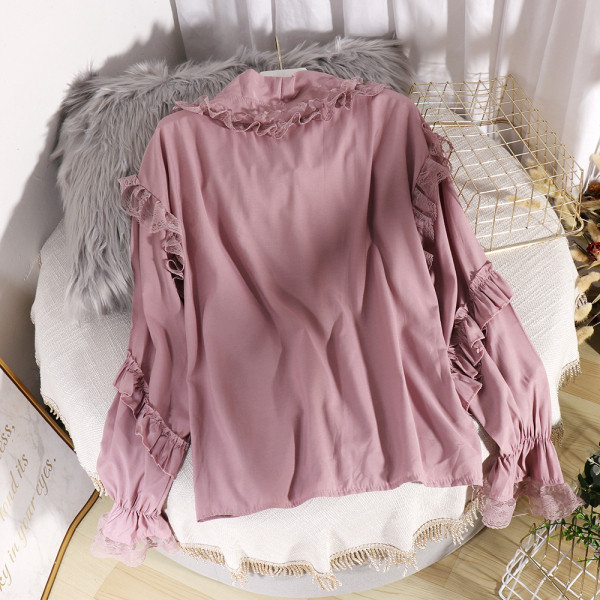 Modern női ing szalaggal és fürtökkel, négy színben