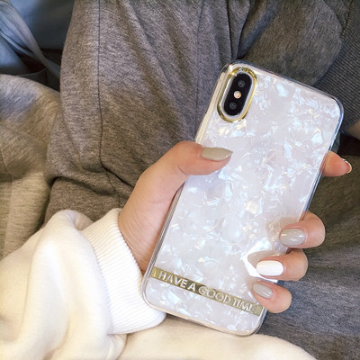 Θήκη σιλικόνης με γυαλιστερό αποτέλεσμα και λευκό και ροζ χρώμα με γράμματα για  Iphone X / XS