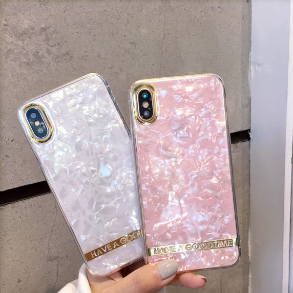 Θήκη σιλικόνης με γυαλιστερό αποτέλεσμα και λευκό και ροζ χρώμα με γράμματα για  Iphone X / XS