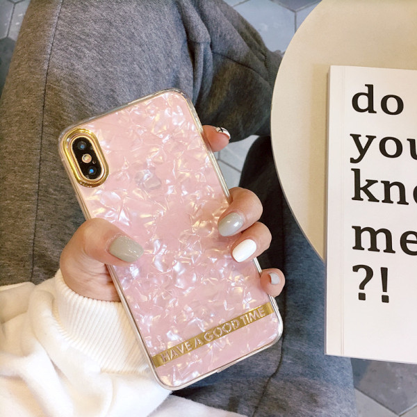 Θήκη σιλικόνης με γυαλιστερό αποτέλεσμα και λευκό και ροζ χρώμα με γράμματα για  Iphone X / XS