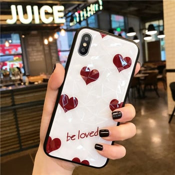 Калъф за  Iphone X/XS с лъскав ефект и надпис be loved в бял и бордо цвят