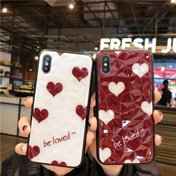 Калъф за  Iphone X/XS с лъскав ефект и надпис be loved в бял и бордо цвят