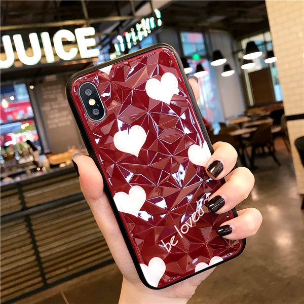 Θήκη Iphone X / XS με γυαλιστερό αποτέλεσμα σε λευκό και το μπορντό χρώμα