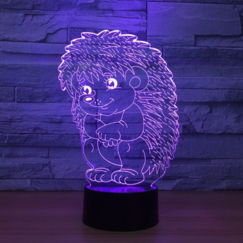 Ακρυλικό επιτραπέζιο φωτιστικό 3D με επτά μεταβαλλόμενα φώτα LED με σχέδιο σκαντζόχοιρου