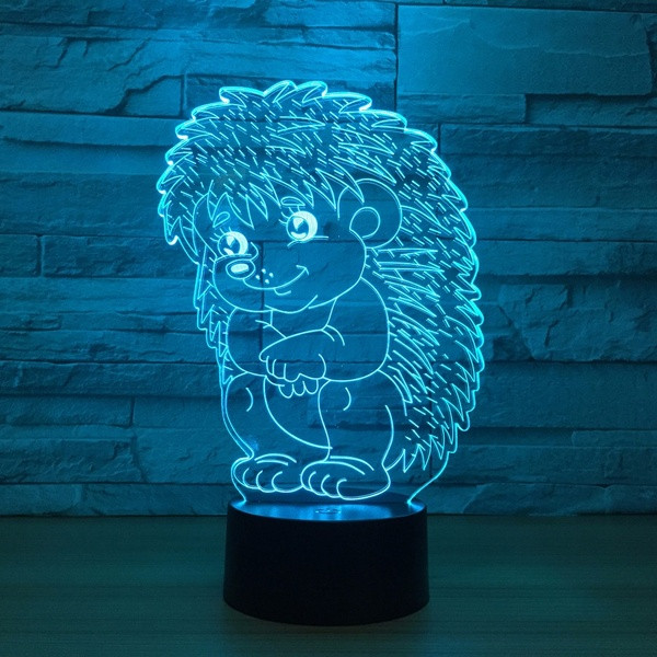 Ακρυλικό επιτραπέζιο φωτιστικό 3D με επτά μεταβαλλόμενα φώτα LED με σχέδιο σκαντζόχοιρου