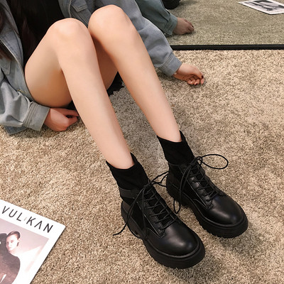 Modern őszi-téli csizma eco bőr és textil fűzővel - két modell