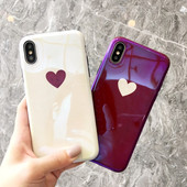 Szilikon tok Iphone X / XS-hez szívvel bézs és bordó színben