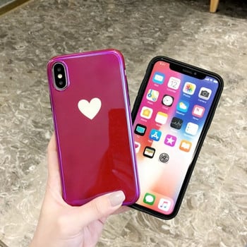 Силиконов калъф за  Iphone X/XS  със сърце в бежов и бордо цвят