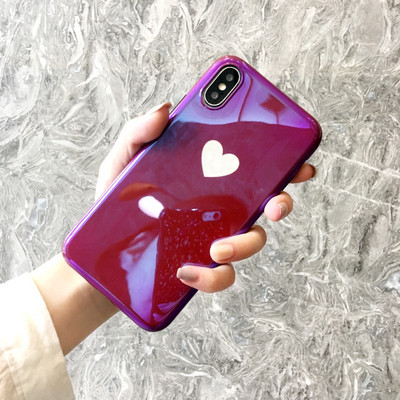 Szilikon tok Iphone X / XS-hez szívvel bézs és bordó színben