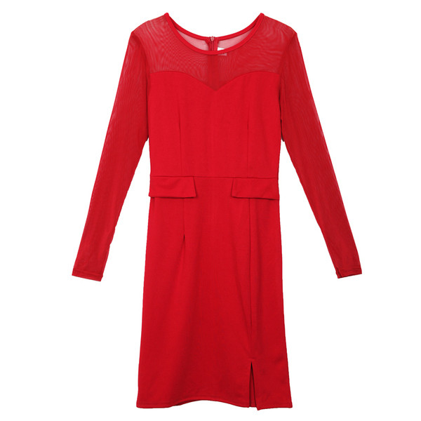 Modern női ruha tüll ujjú fekete és piros színben