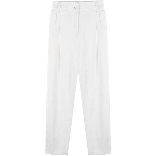 Μοντέρνο casual παντελόνι κλασικό μοντέλο σε λευκό και μαύρο χρώμα