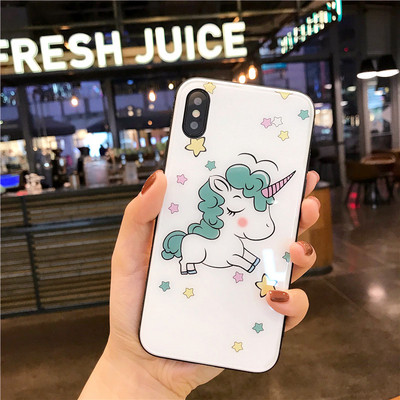 Husa pentru Iphone X / XS cu unicorn in roz si verde