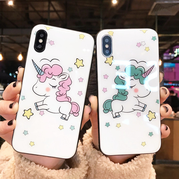 Iphone X / XS tok egyszarvúval, rózsaszín és zöld színben