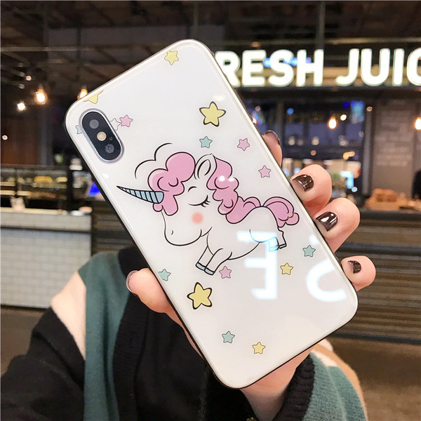 Iphone X / XS tok egyszarvúval, rózsaszín és zöld színben