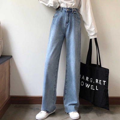 Μακριά και φαρδιά παντελόνια denim σε ανοιχτό χρώμα