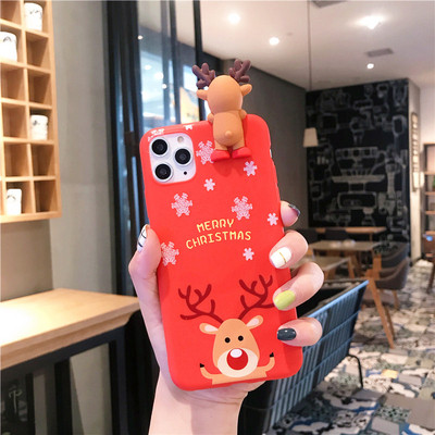 Χριστουγεννιάτικη θήκη σιλικόνης με στοιχείο 3D ελάφια για το Iphone 11 Pro Max - δύο μοντέλα