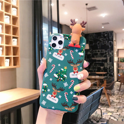 Χριστουγεννιάτικη θήκη σιλικόνης με στοιχείο 3D ελάφια για το Iphone 11 Pro Max - δύο μοντέλα