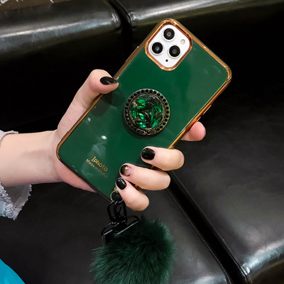 Szilikon tok + gyűrű és pehely tartozék zöld és szürke színben Iphone 11 Pro Max készülékhez