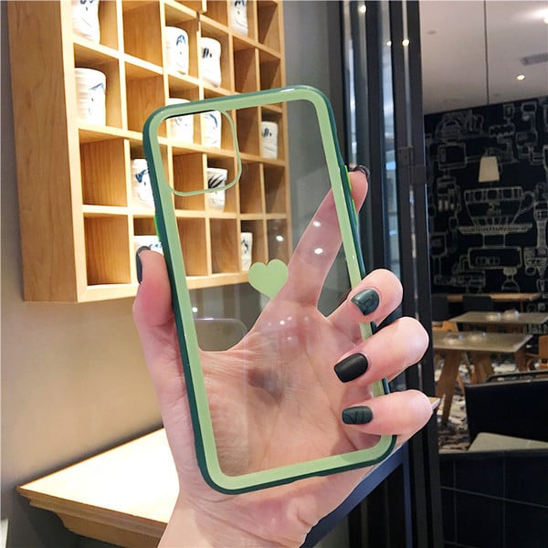 Husa din silicon pentru Iphone 11 Pro Max cu inima pe spate in mai multe culori - potrivita pentru cupluri