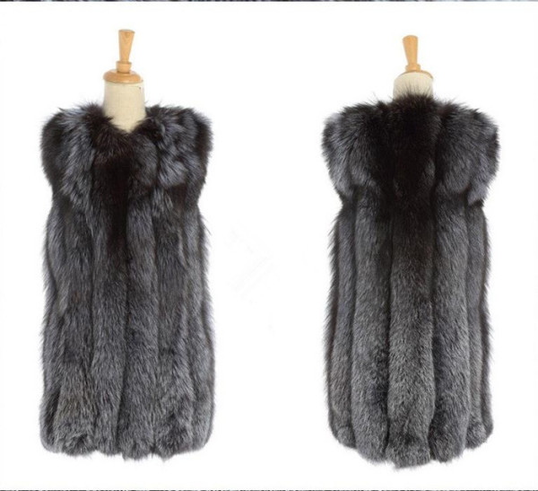 Γυνναικίο κομψό χειμερινό  γιλέκο - μακρύ μοντέλο με γκρι χρώμα