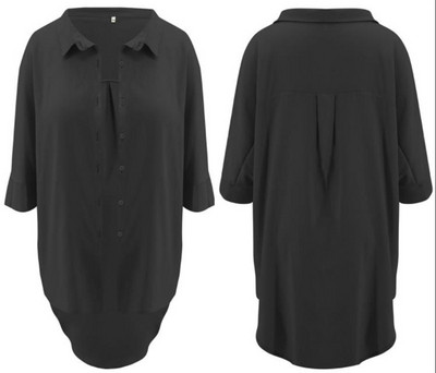 Aszimmetrikus női pólómodell fekete, kék és fehér színekben