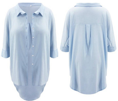 Aszimmetrikus női pólómodell fekete, kék és fehér színekben