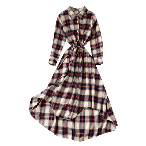 Modern női aszimmetrikus ruha gombokkal és nyakkendőkkel három színben