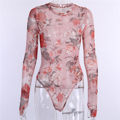 Γυναικείο μοντέρνο κορμάκι με φλοράλ τύπωμα - σλιμ μοντέλο