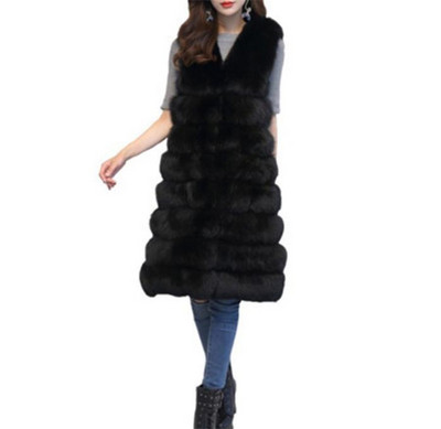 Γυναικείο Κομψό Χειμερινό χνουδοτό γιλέκο - Μακρύ μοντέλο σε Ροζ, Λευκό, Μαύρο και Γκρι χρώμα