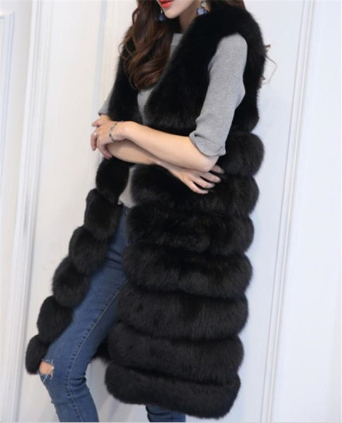 Γυναικείο Κομψό Χειμερινό χνουδοτό γιλέκο - Μακρύ μοντέλο σε Ροζ, Λευκό, Μαύρο και Γκρι  χρώμα