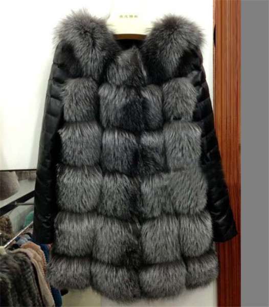 Aktuális női téli kabát eko bőrből és pehelyből két színben