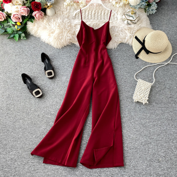 Γυναικείες ολοσωμές φόρμες με λεπτές λωρίδες με σχισμές σε τέσσερα χρώματα