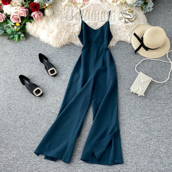 Γυναικείες ολοσωμές φόρμες με λεπτές λωρίδες με σχισμές σε τέσσερα χρώματα