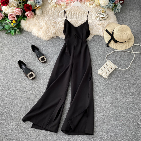 Γυναικείες ολοσωμές φόρμες με λεπτές λωρίδες με σχισμές σε τέσσερα χρώματα