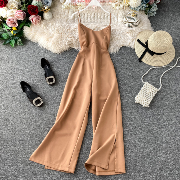 Γυναικείες ολοσωμές φόρμες με λεπτές λωρίδες με σχισμές σε τέσσερα χρώματα