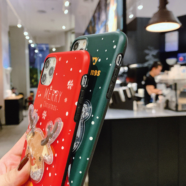 Karácsonyi tok Merry Christmas felirattal és 3D medve és szarvas elemmel Iphone 11 Pro Max készülékhez