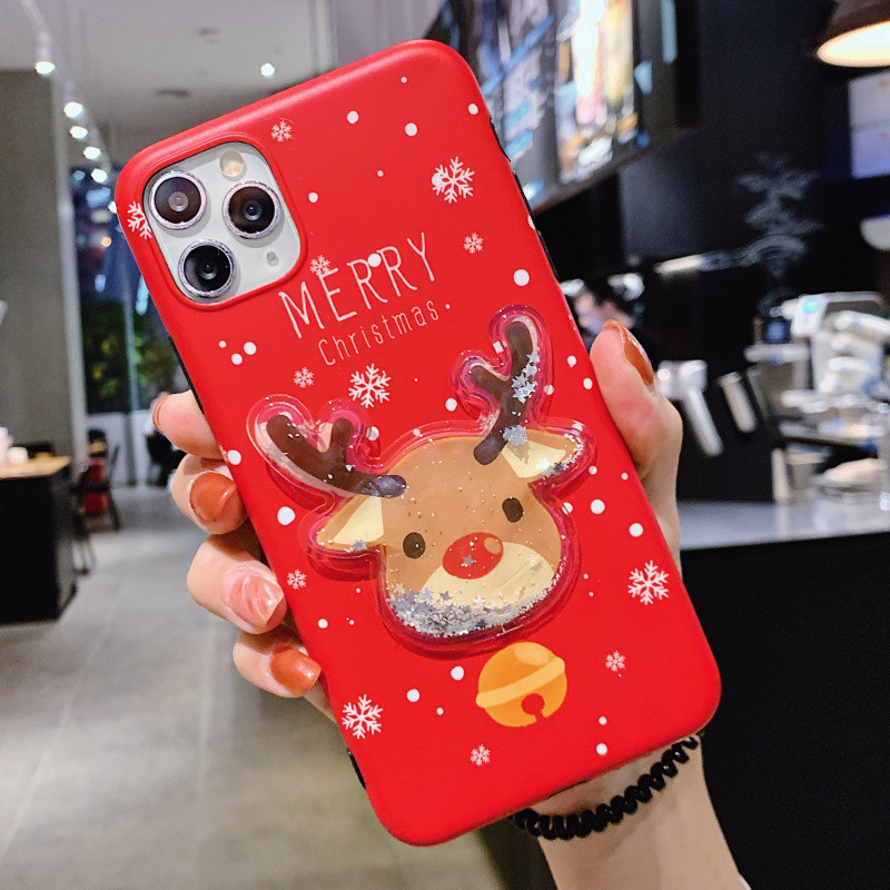 Karácsonyi tok Merry Christmas felirattal és 3D medve és szarvas elemmel Iphone 11 Pro Max készülékhez
