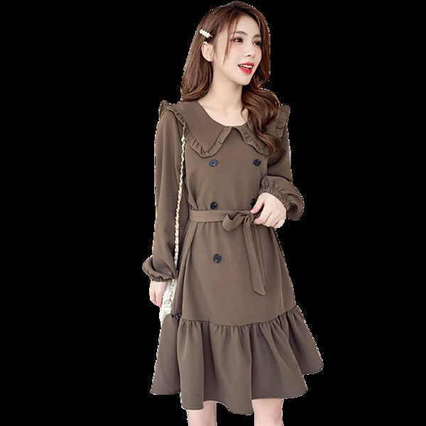 Retro stílusú női ruha ovális nyakkivágással és gombokkal