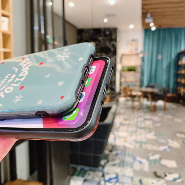 Model de Crăciun cu inscripție Sărbători Fericite și element 3D Moș Crăciun și ursuleț pentru Iphone 11 Pro Max