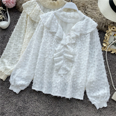 Modern női sifon ing tüllvel, négy színben