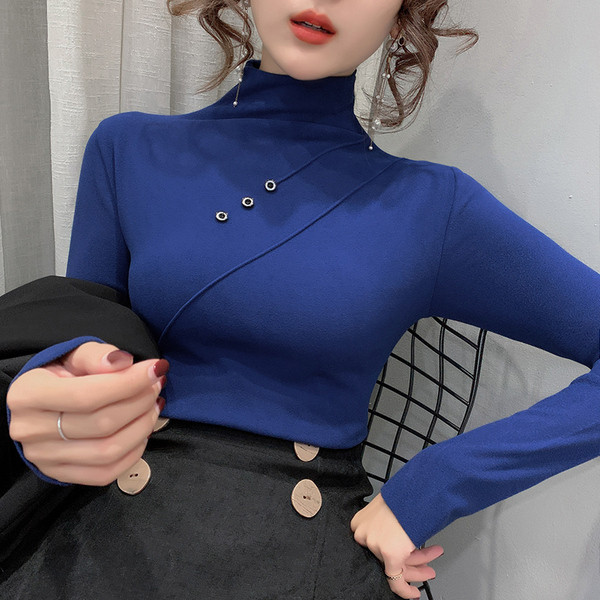 Alkalmi női blúz pólógallérral és gombokkal, három színben