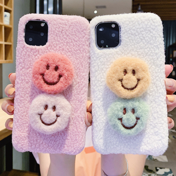 Χνουδοτή  θήκη με τρισδιάστατο  στοιχείο σε λευκό και ροζ για το Iphone 11 Pro Max