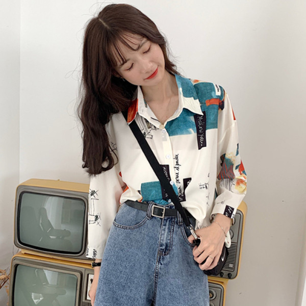 Alkalmi női ing klasszikus modell színes mintával