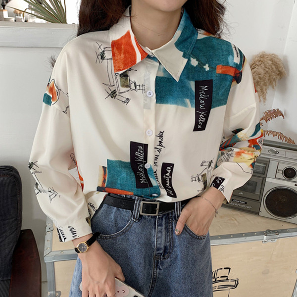 Alkalmi női ing klasszikus modell színes mintával