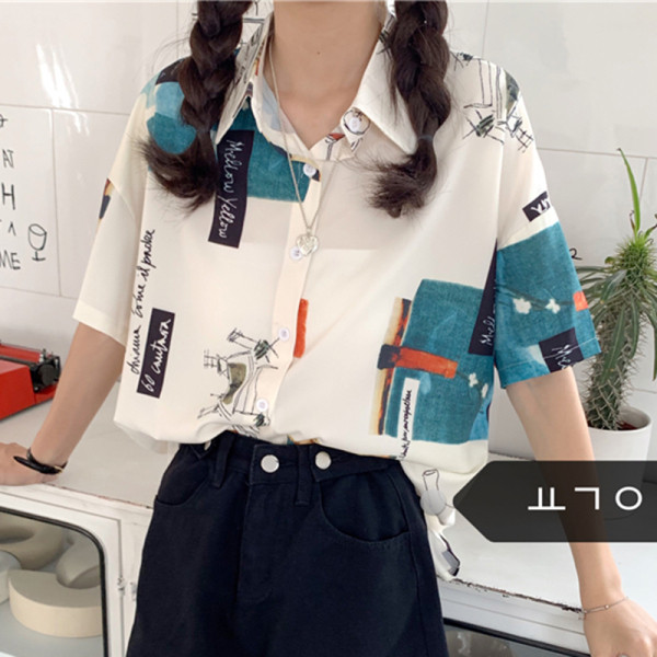 Alkalmi női ing klasszikus modell színes mintával