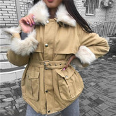 Női téli kabát tológallérral és derékövvel több színben