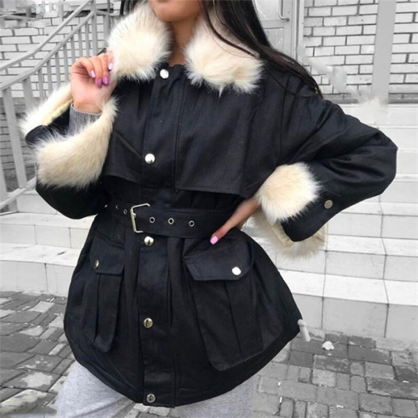 Női téli kabát tológallérral és derékövvel több színben