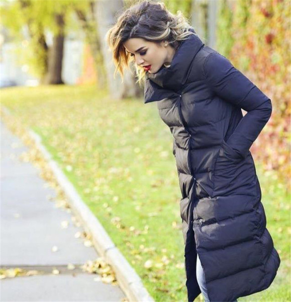 Női őszi-téli kabát hosszú modell fekete és piros színben