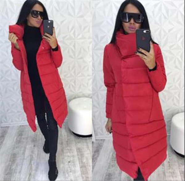 Női őszi-téli kabát hosszú modell fekete és piros színben