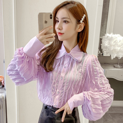 Stílusos női ing két színben, gombokkal és széles ujjakkal